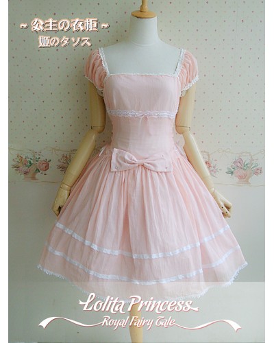 Lovely Square Neck Bow Lace Lolita Dress Sweet Summer Daily Casual