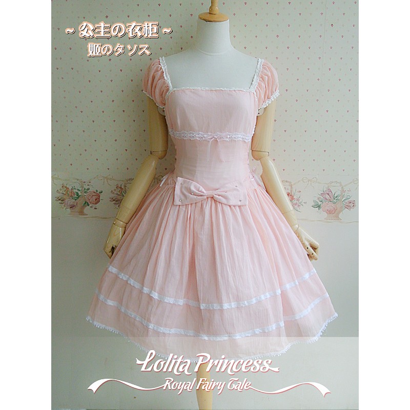 Lovely Square Neck Bow Lace Lolita Dress Sweet Summer Daily Casual