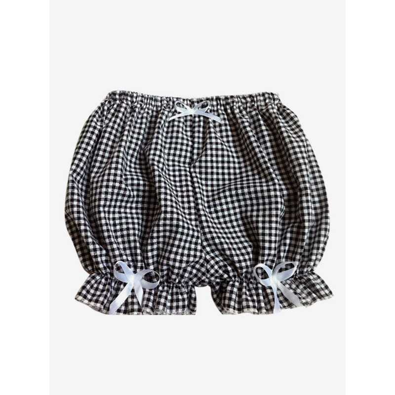 Sweet Lolita Bloomers Two-Toned Plaids Bows Cotton Lolita Shorts For Women Leggings Lovely Party