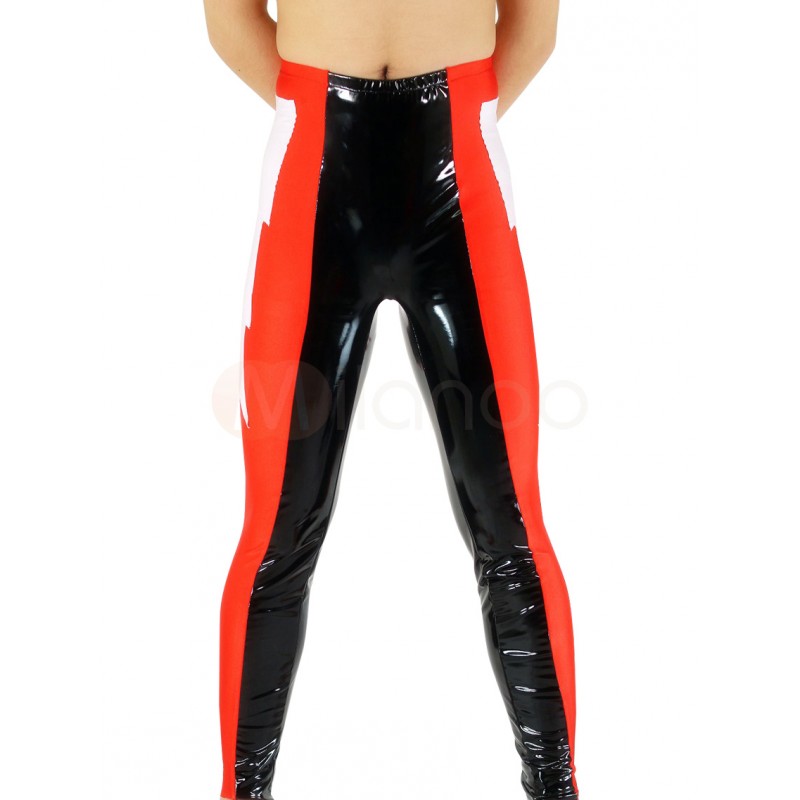 Unisex Black  Red Pattern Shiny Metallic Wrestling Trousers Bottom