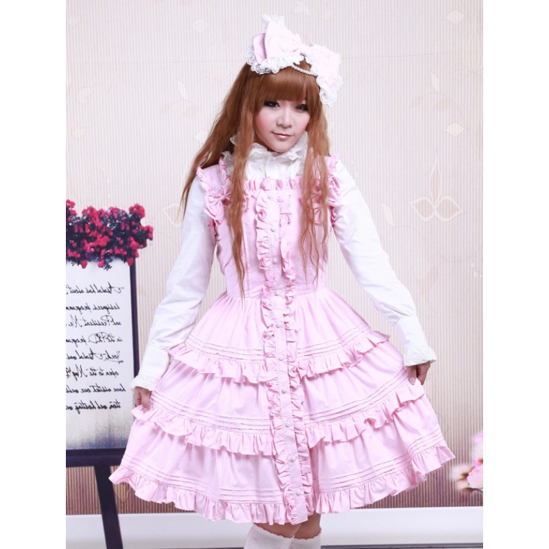 Pink Cotton Lolita Dress Sweet Spring Tea Party