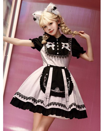 Sweet Lolita Dress Polyester Short Sleeves Dress