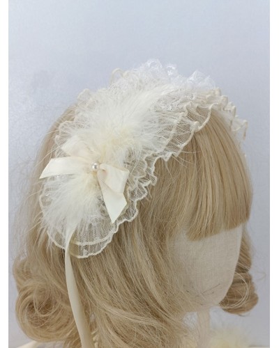 Style Lolita Accessories Ecru White Bows Polyester Fiber Headwear Miscellaneous Sweet ROCOCO