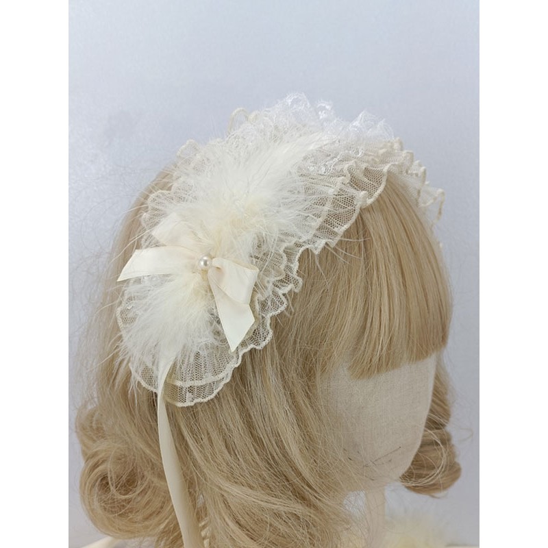 Style Lolita Accessories Ecru White Bows Polyester Fiber Headwear Miscellaneous Sweet ROCOCO