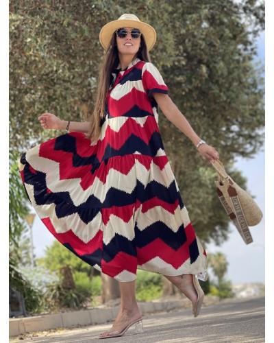 Women Dresses White Jewel Neck Pleated Oversized Printed Charming Adult's Tunic Dress Shift Summer