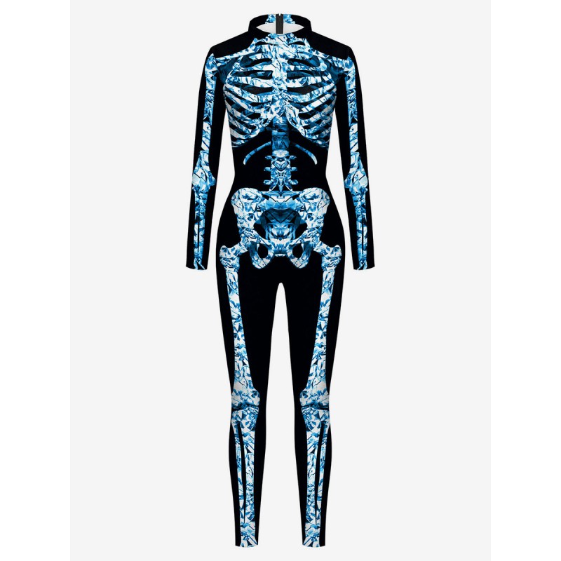 Women Halloween Jumpsuit Deep Brown Leotard Skeleton Halloween Scary Lycra Spandex Catsuit Zentai