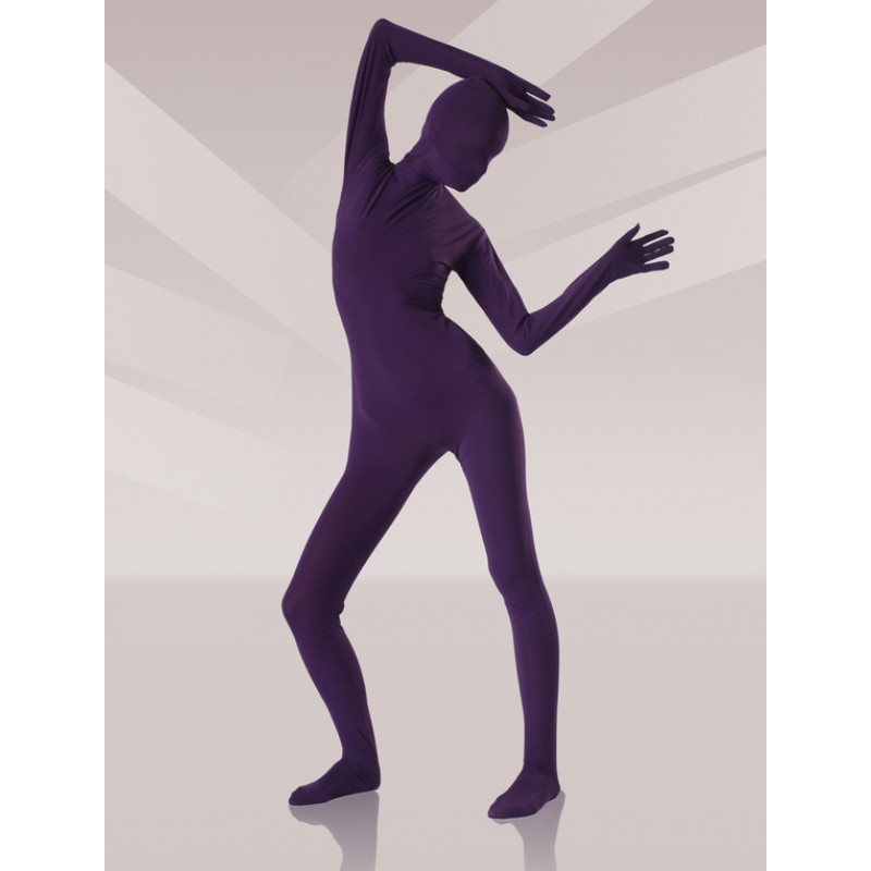 Unisex Morph Suit Dark Purple Lycra Spandex Fabric Zentai Suit Full Body Suit