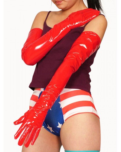 Unisex Halloween PVC Red Shoulder Length Gloves Halloween