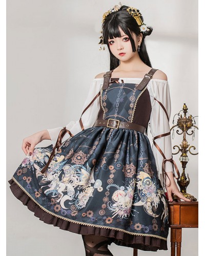 Gothic Lolita Dresses Ruffles Dark Navy