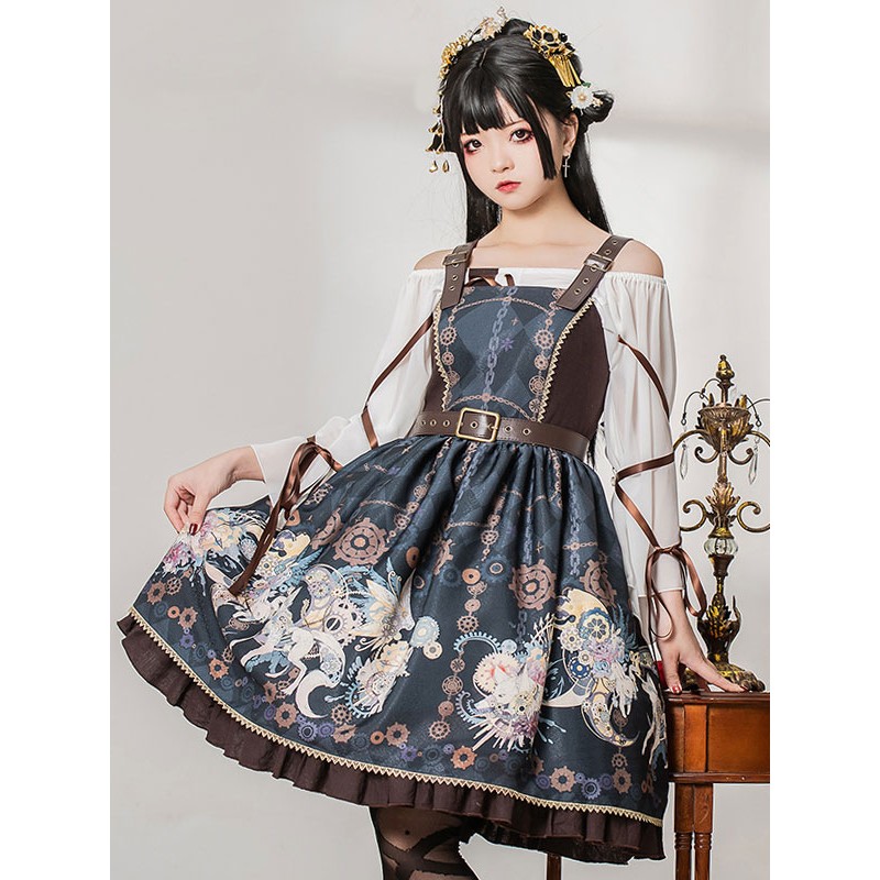 Gothic Lolita Dresses Ruffles Dark Navy