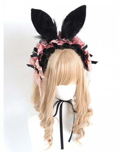 Lolita Accessories Black Ruffles Lace Bows Polyester Headwear Miscellaneous Gothic