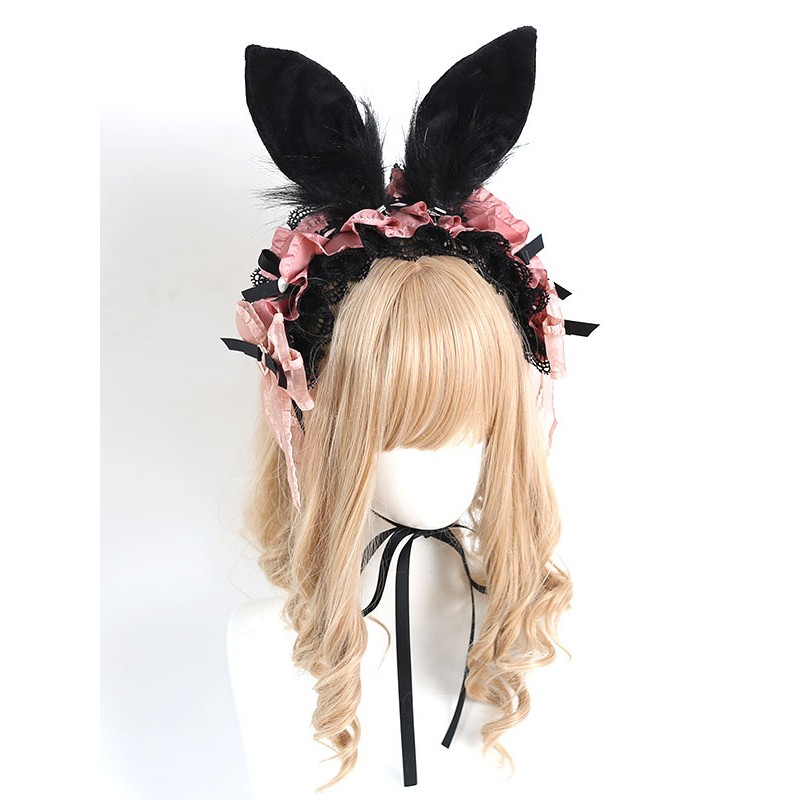 Lolita Accessories Black Ruffles Lace Bows Polyester Headwear Miscellaneous Gothic