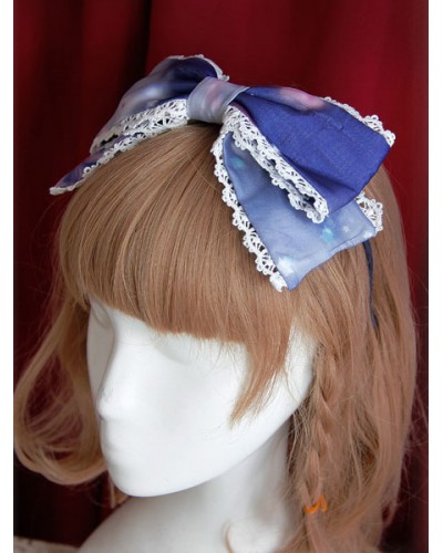 Sweet Organza Lolita Headbow Rainbow Cotton Candy Embroidery Trim