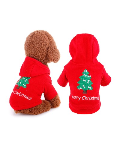 Pet Costume Christmas Tree Red Clothes Polyester Pet Supply Party Holiday