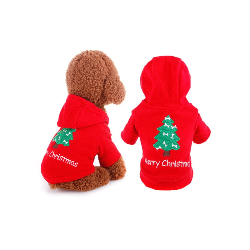 Pet Costume Christmas Tree Red Clothes Polyester Pet Supply Party Holiday