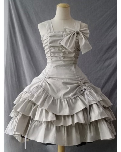 Gothic Lolita Dresses Lace Pleated Ecru White Ecru White