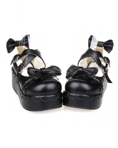 Bows Decor Platform Lolita Shoes Daily Casual