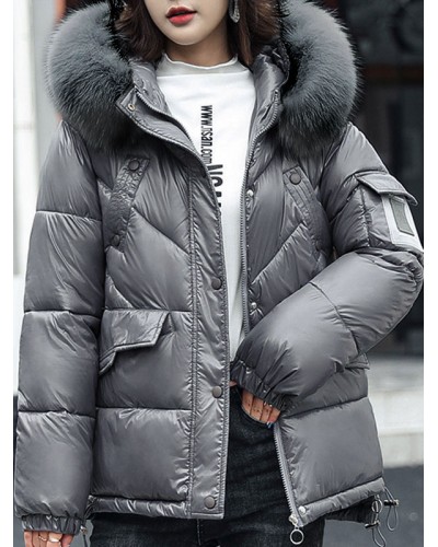 Women Short Puffer Coats Hooded Outerwear Casual Winter Street Wear