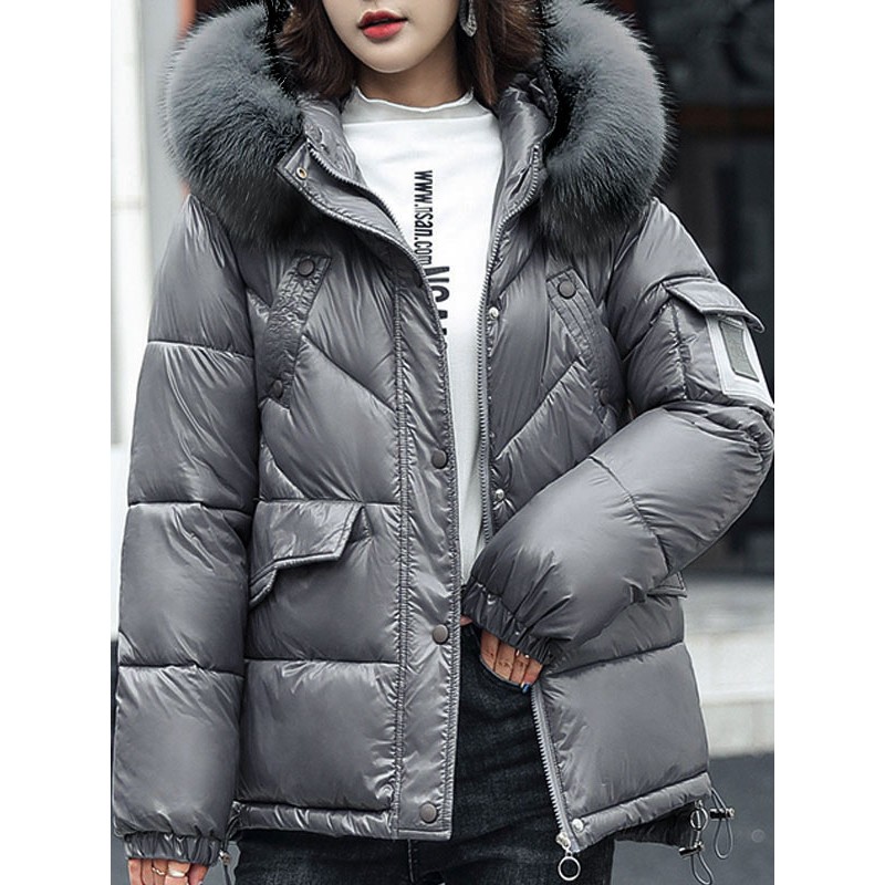 Women Short Puffer Coats Hooded Outerwear Casual Winter Street Wear