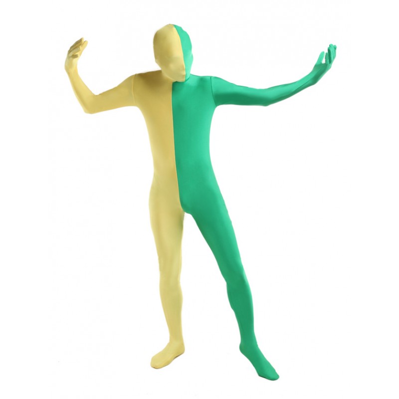 Unisex Morph Suit Green And Yellow Lycra Spandex Zentai Suit Full Body Suit