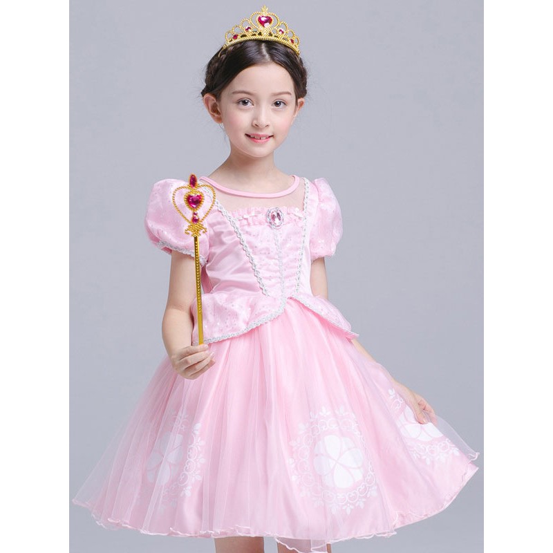 Girls Sophia Cosplay Costume Carnival Pink Organza Little Dresses Child Costumes Outfit Sets