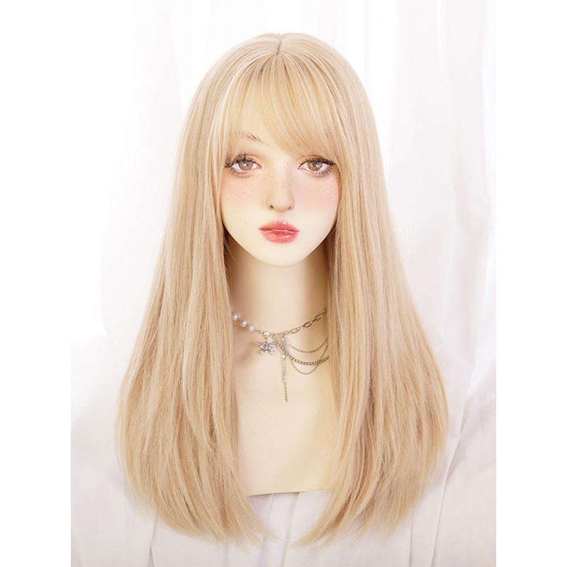 Lolita Wig Tousled Heat-resistant Fiber Light Gold Lolita Accessories Sweet Daily Casual