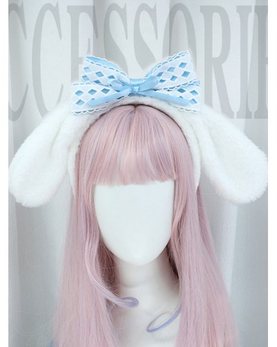 Light Sky Blue Lolita Accessories Bows Polyester Fiber Headwear Miscellaneous