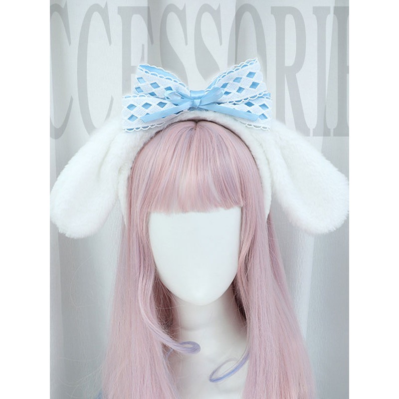 Light Sky Blue Lolita Accessories Bows Polyester Fiber Headwear Miscellaneous