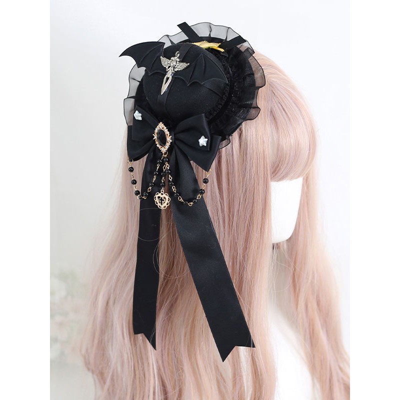 Lolita Hat Burgundy Ruffles Chains Accessory Lolita Accessories Gothic