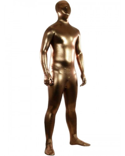 Coffee Unisex Shiny Metallic Zentai Suit