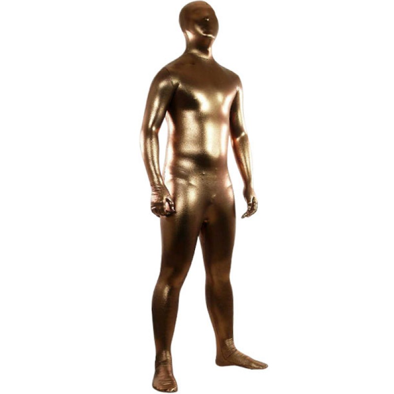 Coffee Unisex Shiny Metallic Zentai Suit