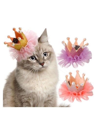 Pet Costume Blond Headwear Crown Polyester Pet Supply