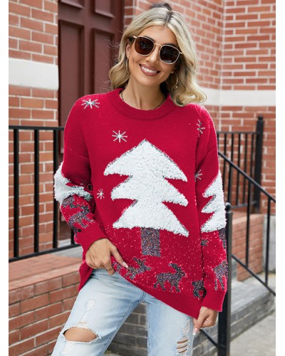 Women Pullover Sweater Christmas 2023 Knitted Tops Winter