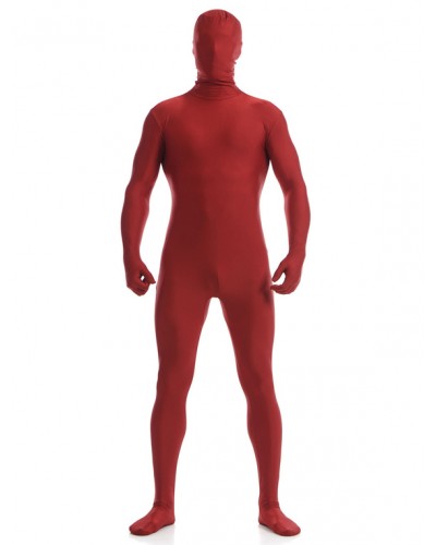 Dark Red Zentai Suit Adults Morph Suit Full Body Lycra Spandex Bodysuit For Men