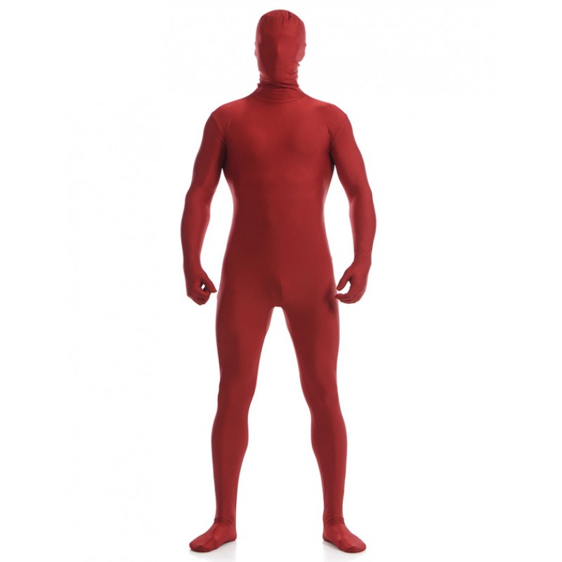 Dark Red Zentai Suit Adults Morph Suit Full Body Lycra Spandex Bodysuit For Men