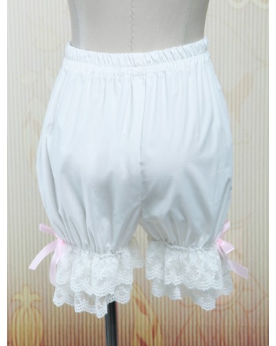 Lolita Lace Trim Pink Bow Ribbons Bloomers