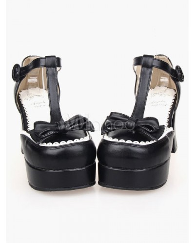 Fantastic Leather Black Lolita Sandals Sweet Daily Casual