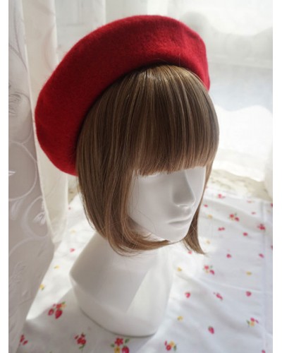 Lolita Hat Wool Red Lolita Beret Sweet