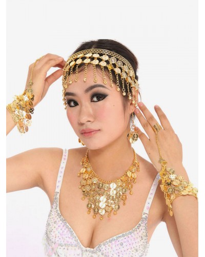 Women Belly Dance Costume Headgear Gold Synthetic Bollywood Dance Accessories For