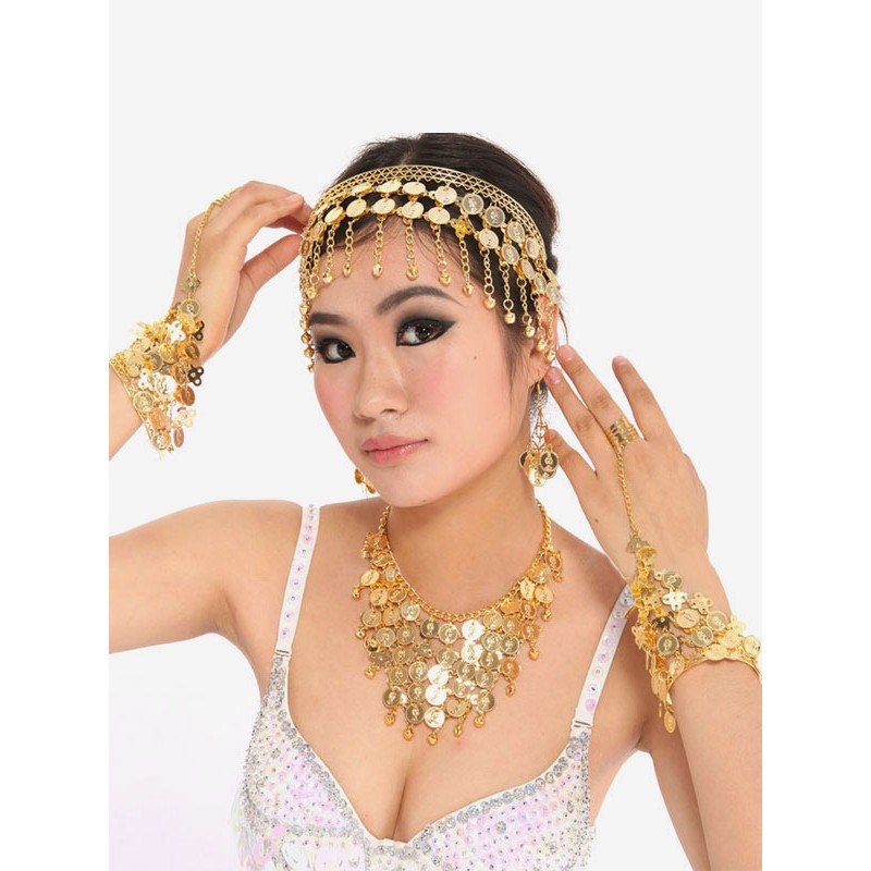 Women Belly Dance Costume Headgear Gold Synthetic Bollywood Dance Accessories For