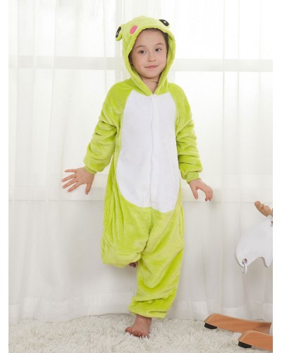 Unisex Frog Onesie Kigurumi Neon Green Sleepwear Mascot Animal Halloween Costume Onesie Pajamas Sets Fall Winter