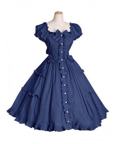 Sweet Lolita Dress OP White Cotton Short Sleeve Lolita One Piece Dress Classic  Traditional Spring Summer Fall Winter