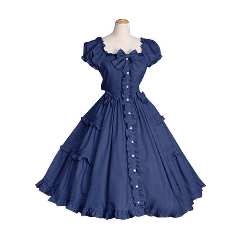 Sweet Lolita Dress OP White Cotton Short Sleeve Lolita One Piece Dress Classic  Traditional Spring Summer Fall Winter