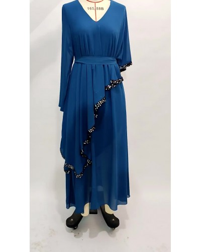 Dress V-Neck Long Sleeves Chiffon Casual Long Dress Maxi Daily Casual Field Street Wear