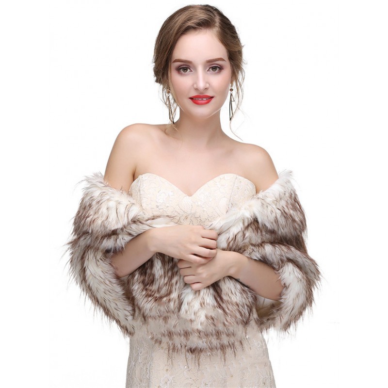 Faux Fur Wedding Wrap Bridal Shawl Warm Cover Ups Spring Fall Winter