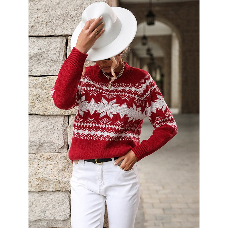 Women Pullovers 2023 Christmas Pattern Knit Sweater Tops Winter