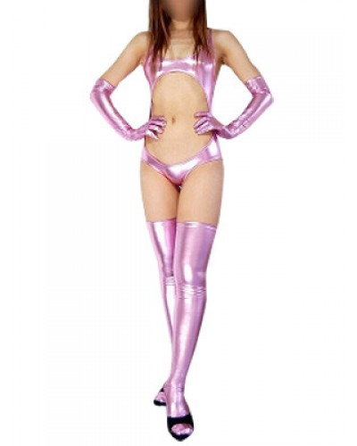 Pink Shiny Metallic Sexy Three-Piece Suit Costume