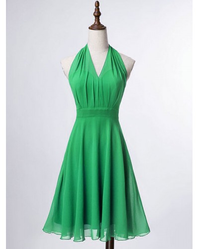 Dance Costumes Latin Skirt Green Chiffon Backless Pleated Women Dancing Wears Outfit Carnival