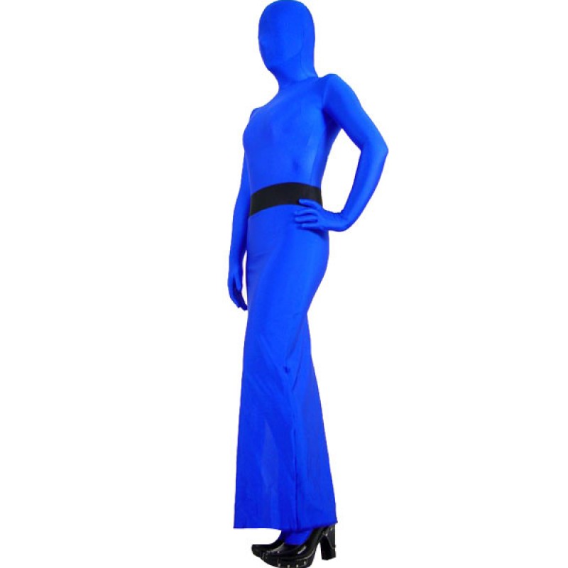 Blue Lycra Spandex Zentai Suit With Skirt Attached