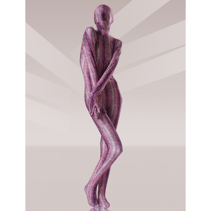 Burgundy Snakeskin Motif Lycra Unisex Zentai Suit